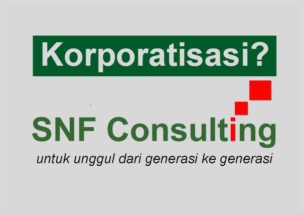 Logo SNF Consulting dengan tag line korporatisasi