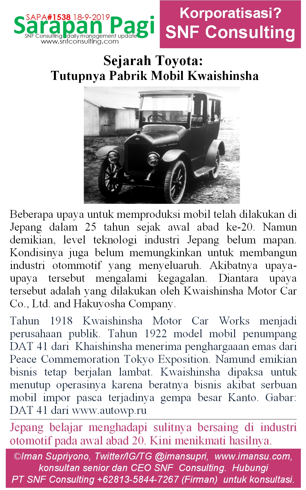 SAPA1538 Sejarah Toyota Kwaishinsha &amp; Hakuyosha